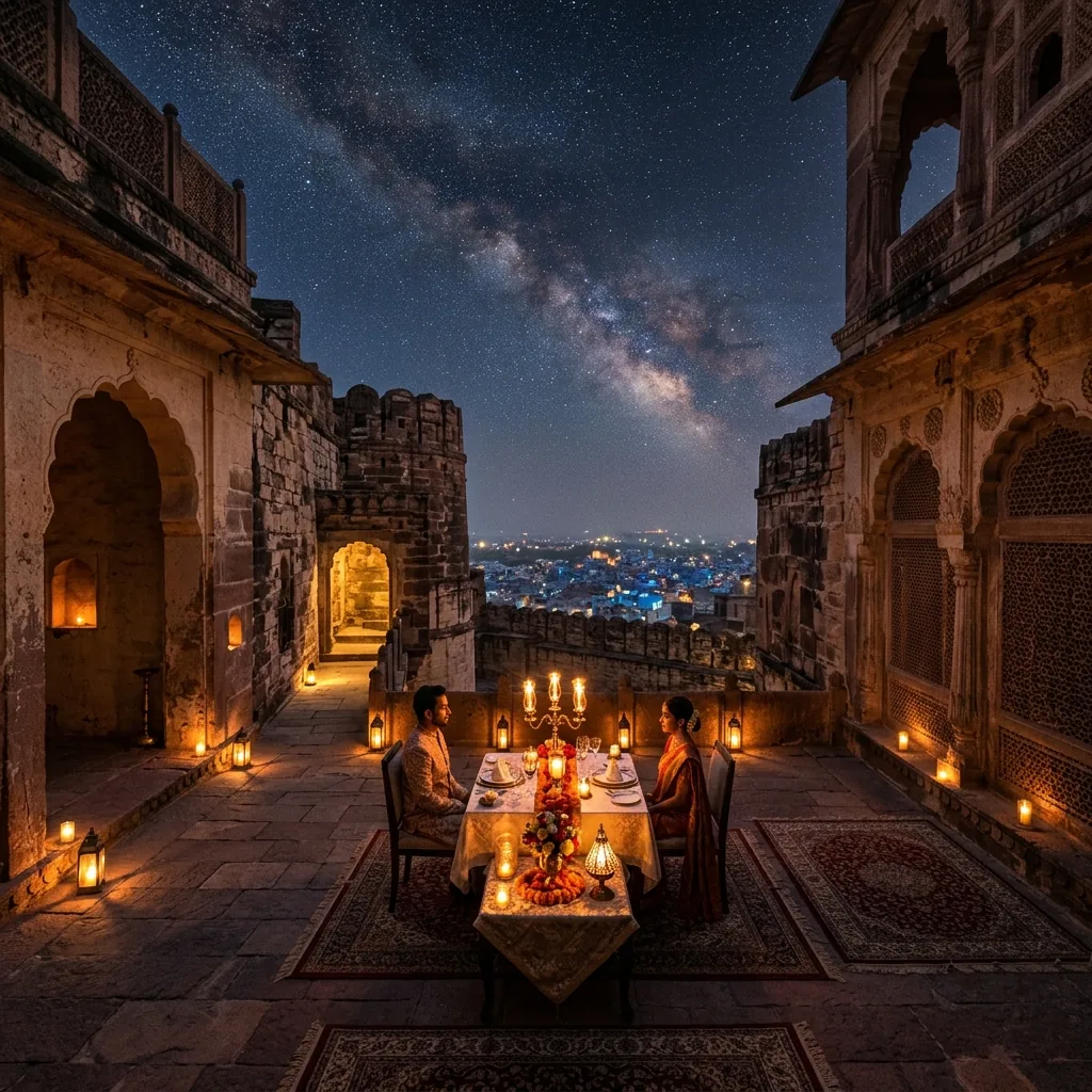 Private candlelit dinner in ancient fort