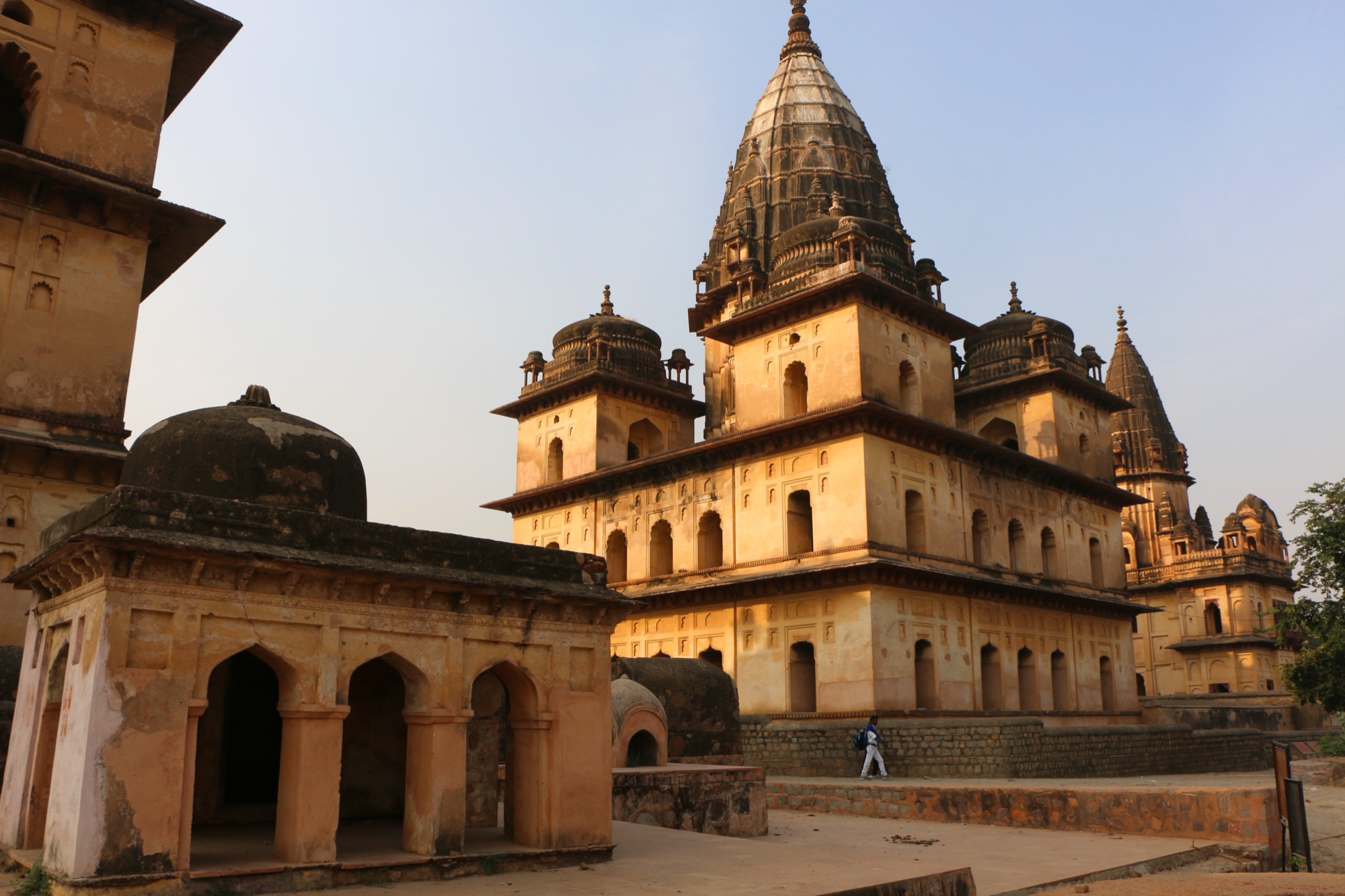 The chhatri cenotaphs of Orchha in late afternoon light