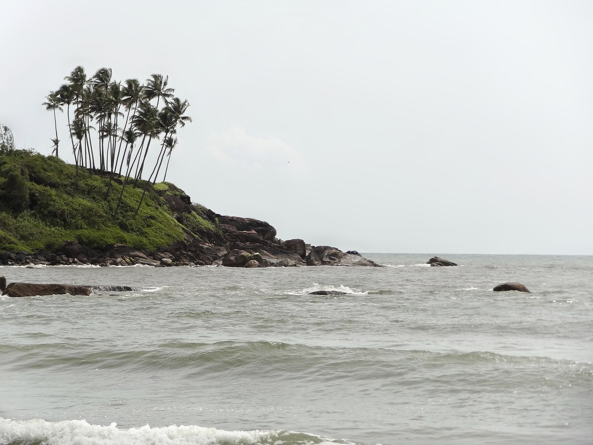 Palm-covered headland above the Arabian Sea on the Goa coast