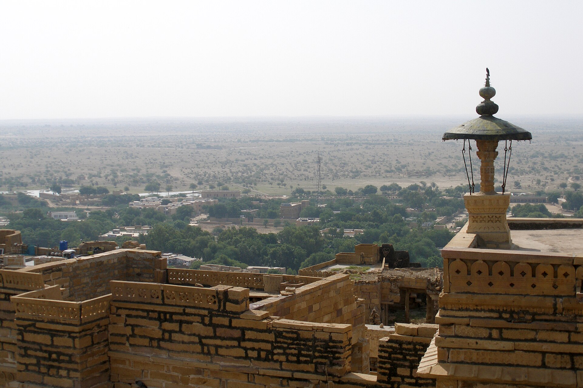 Golden sandstone rooftops of Jaisalmer Fort above the Thar desert, Rajasthan