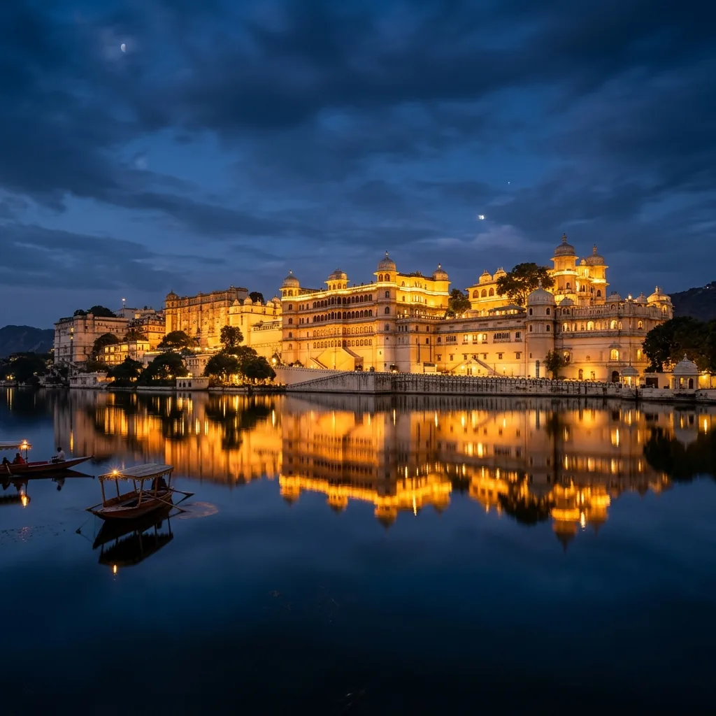 A sweeping Indian landscape at golden hour