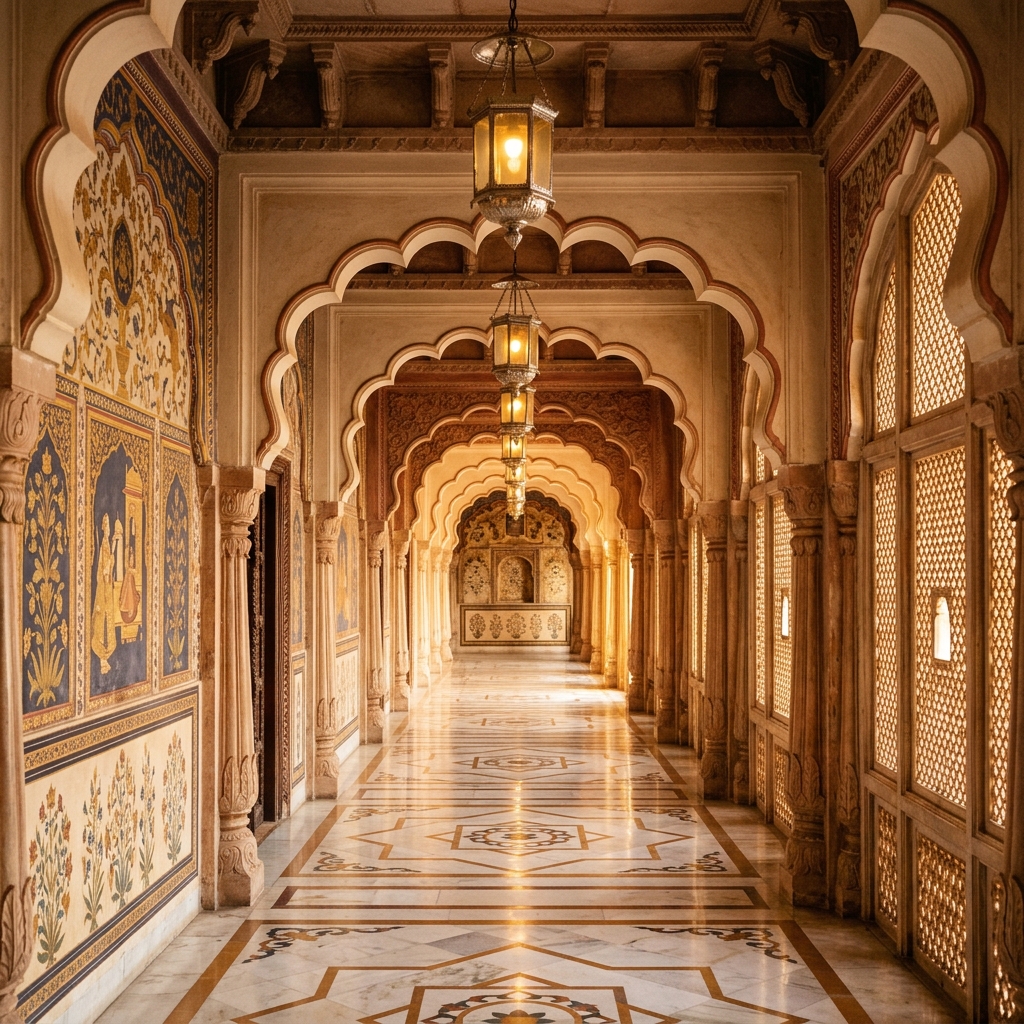 Ornate palace corridor
